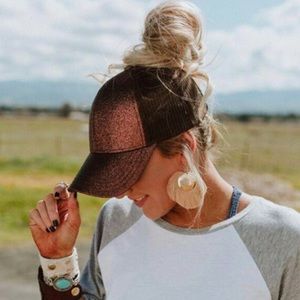 Brown Messy Bun Baseball Cap